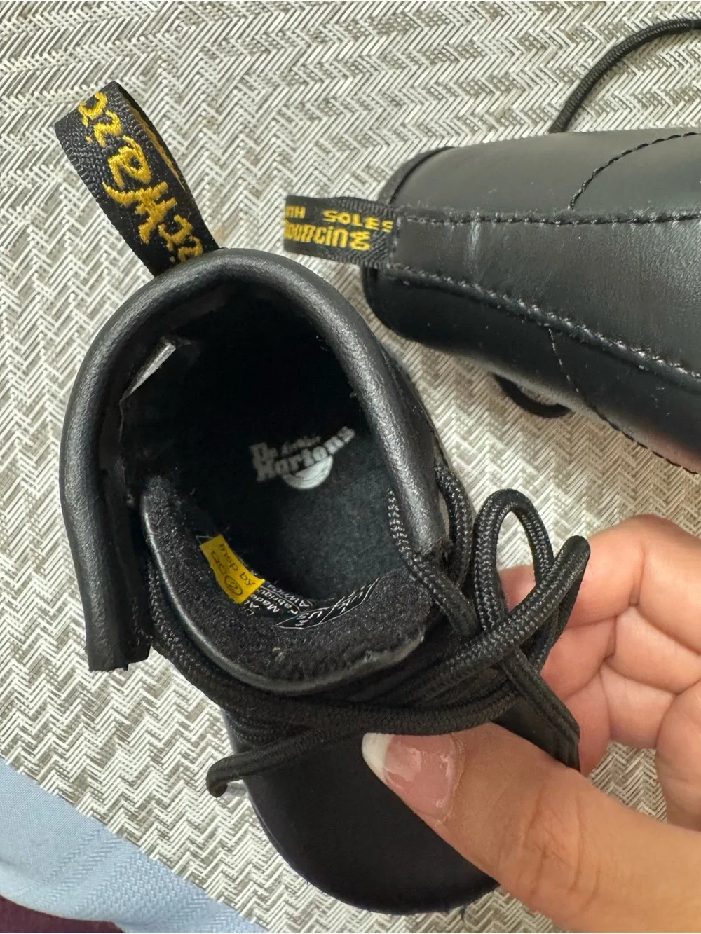 Dr. Martens Baby Black Leather Lace-Up Boots Infant Size 2